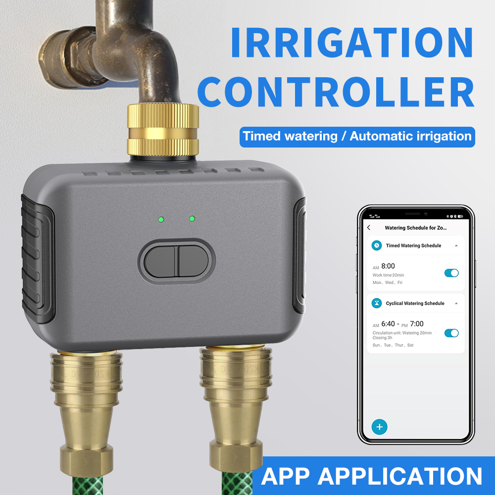 Smart Garden Water Timer - Tuya 2 Zone Watering Timer Garden